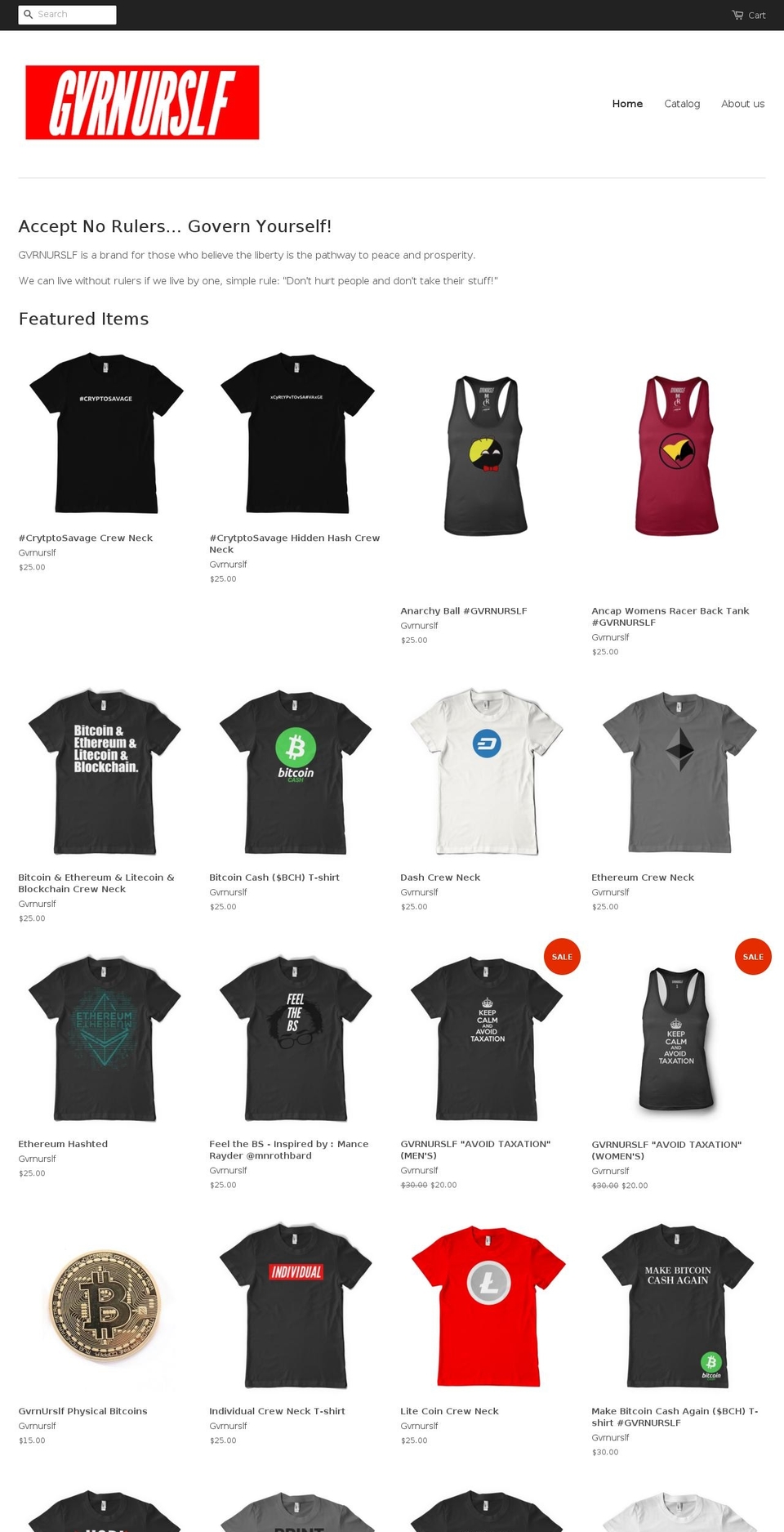 gvrnurself.com shopify website screenshot