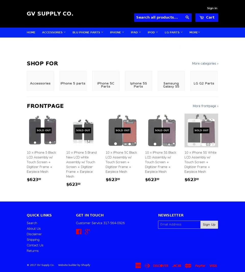 gvsupplyco.com shopify website screenshot