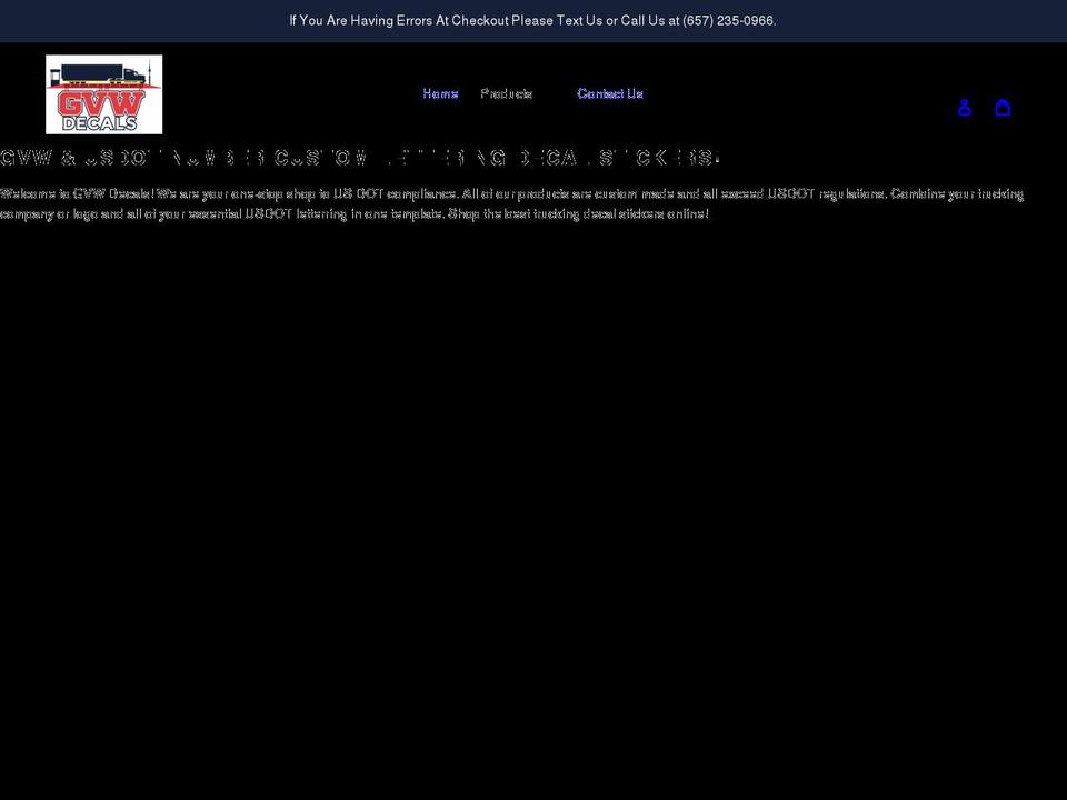 gvwdecals.com shopify website screenshot
