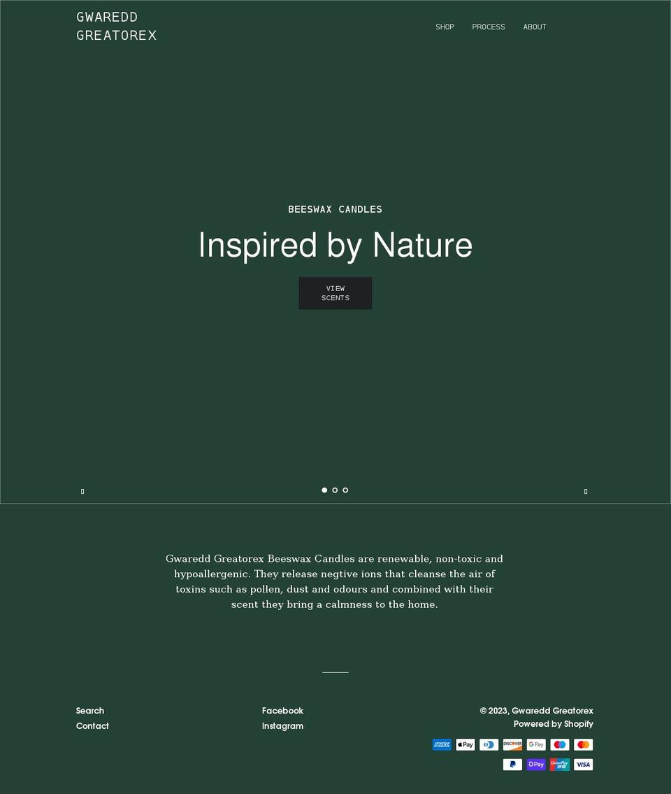 gwareddgreatorex.com shopify website screenshot