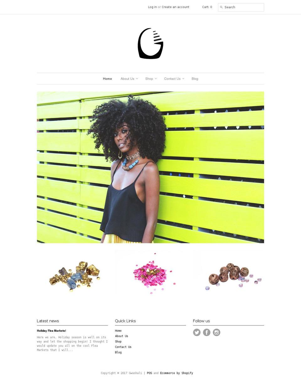 gwashali.com shopify website screenshot
