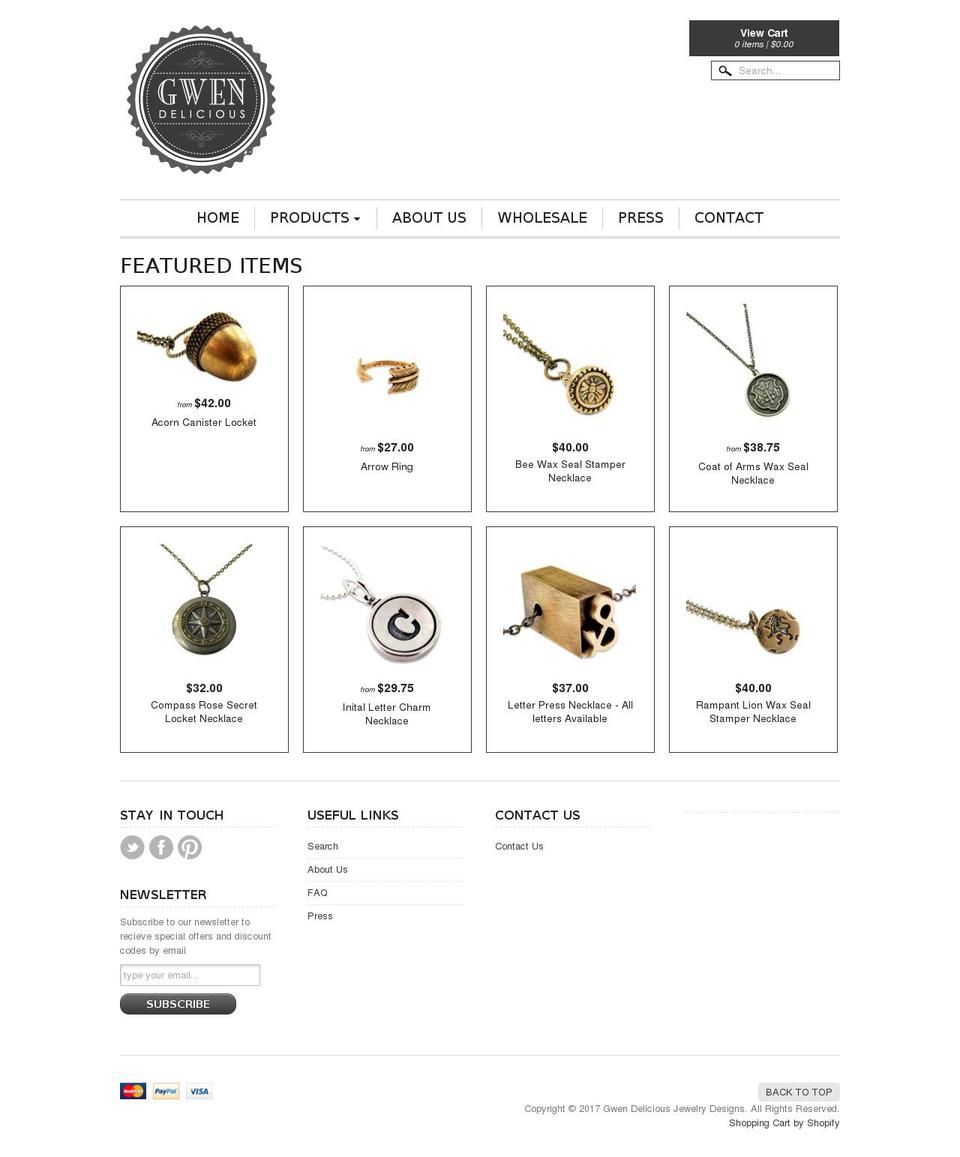 gwendelicious.com shopify website screenshot
