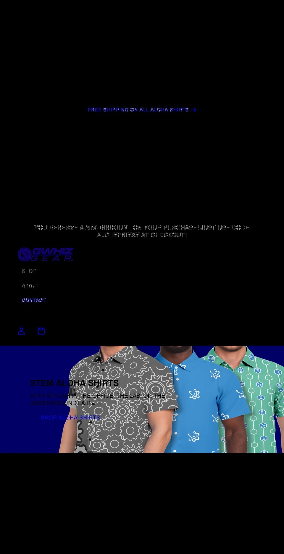 gwhizgear.com shopify website screenshot