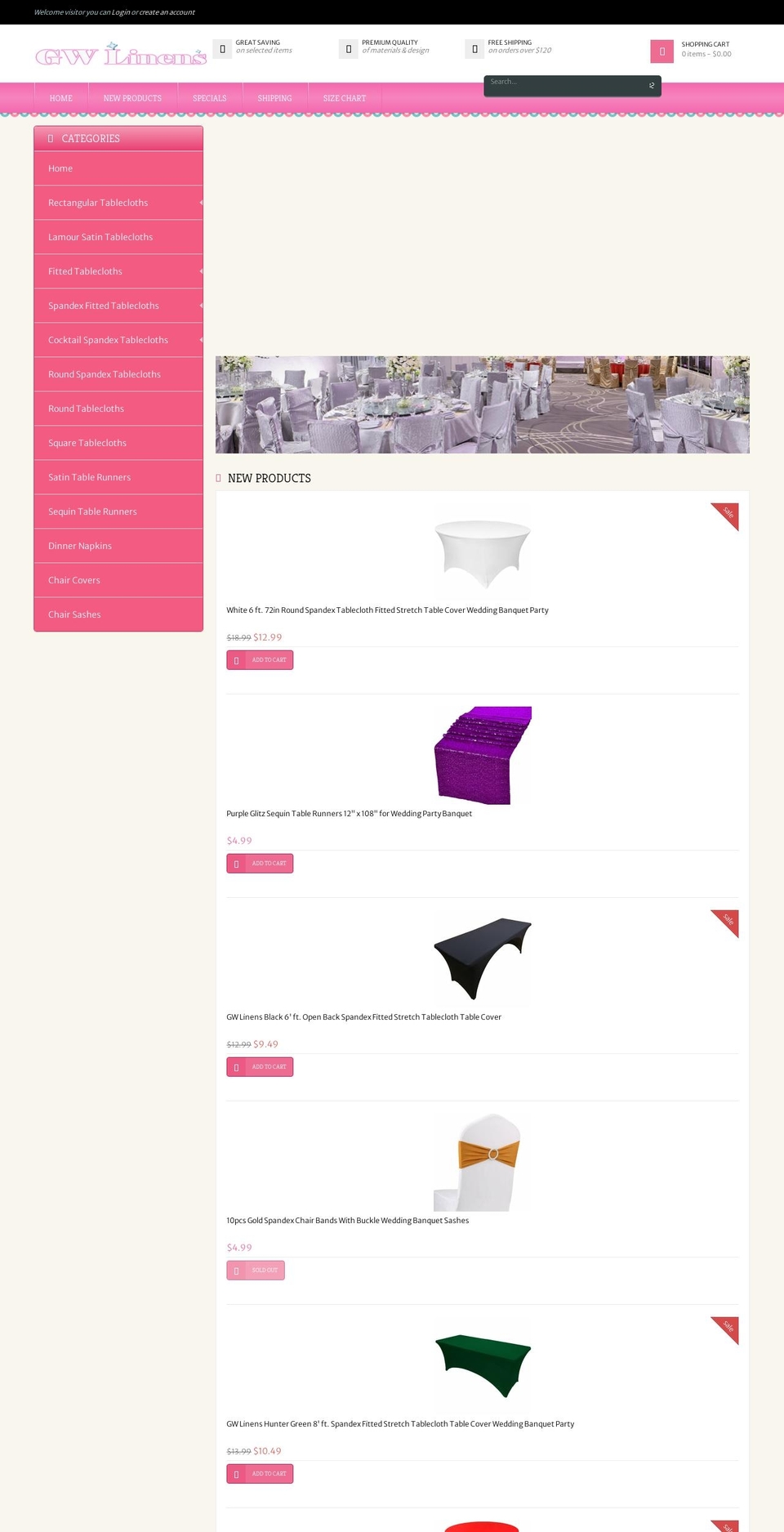 gwlinens.com — Shopify storefront screenshot
