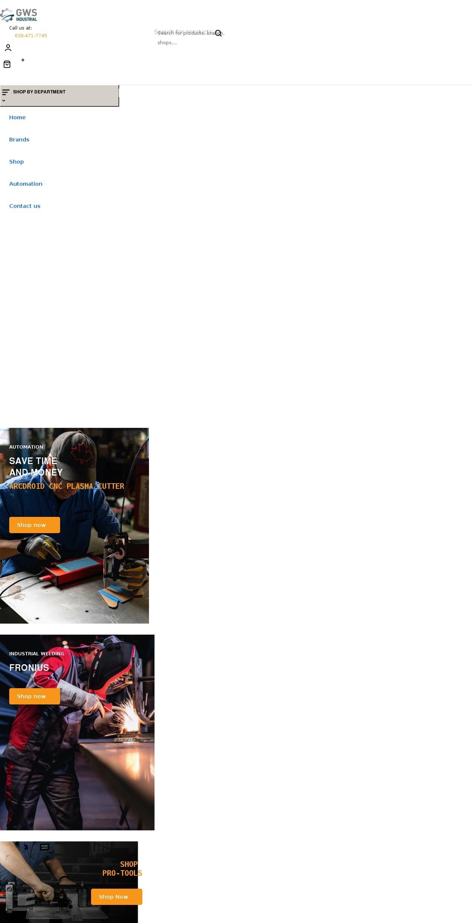 gwsindustrial.com shopify website screenshot