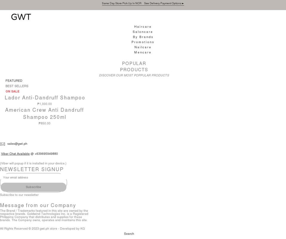 gwt.ph shopify website screenshot