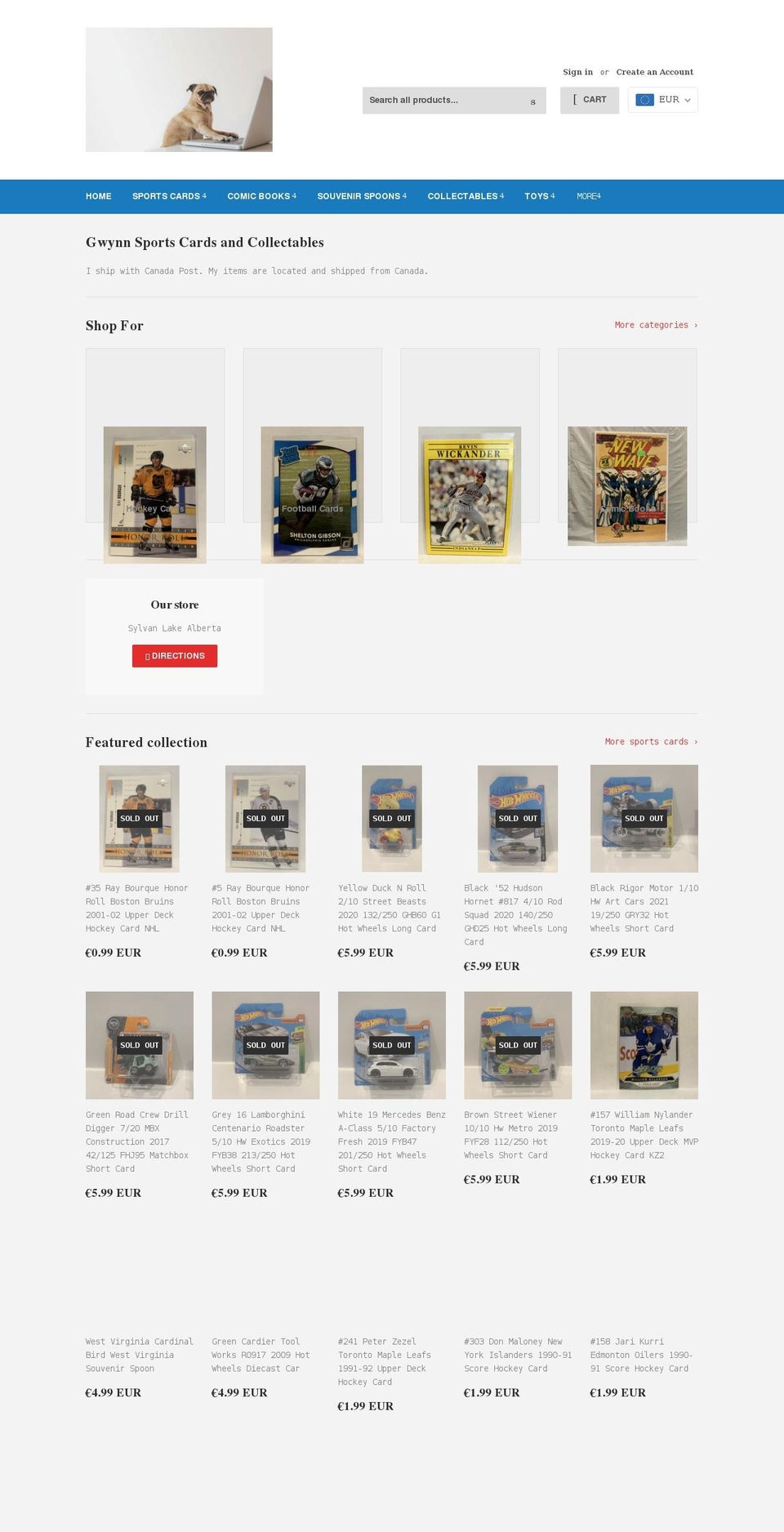 gwynnsportscards.com shopify website screenshot