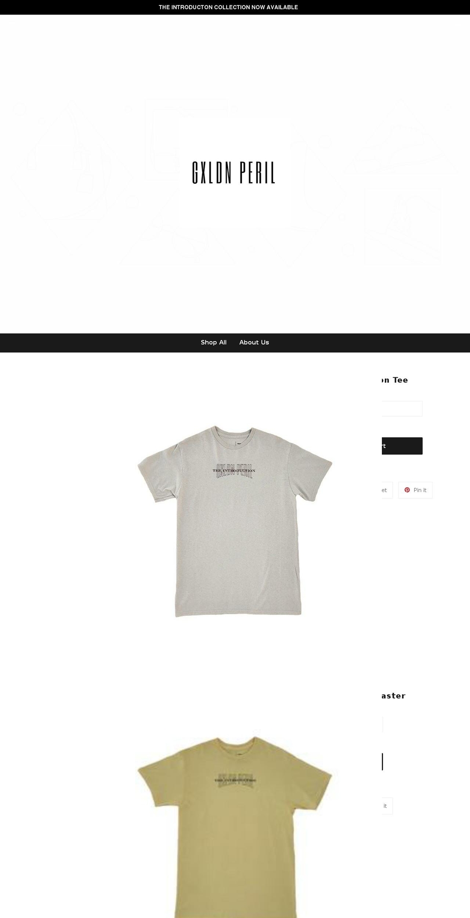 gxldnperil.com — Shopify storefront screenshot