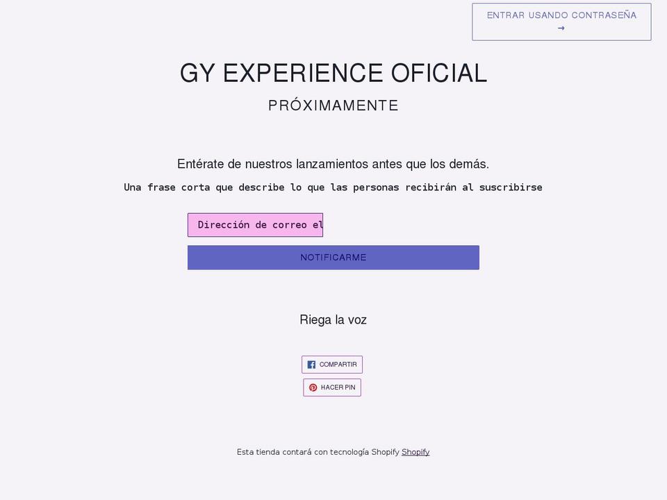 gyexperience-store.com shopify website screenshot