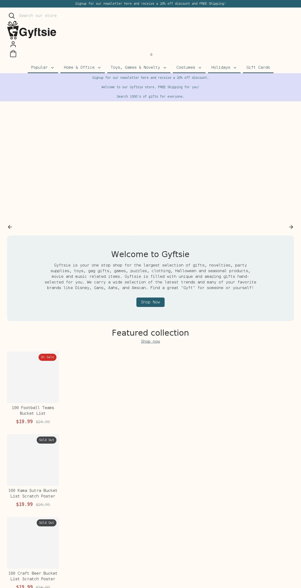 gyftsie.com shopify website screenshot