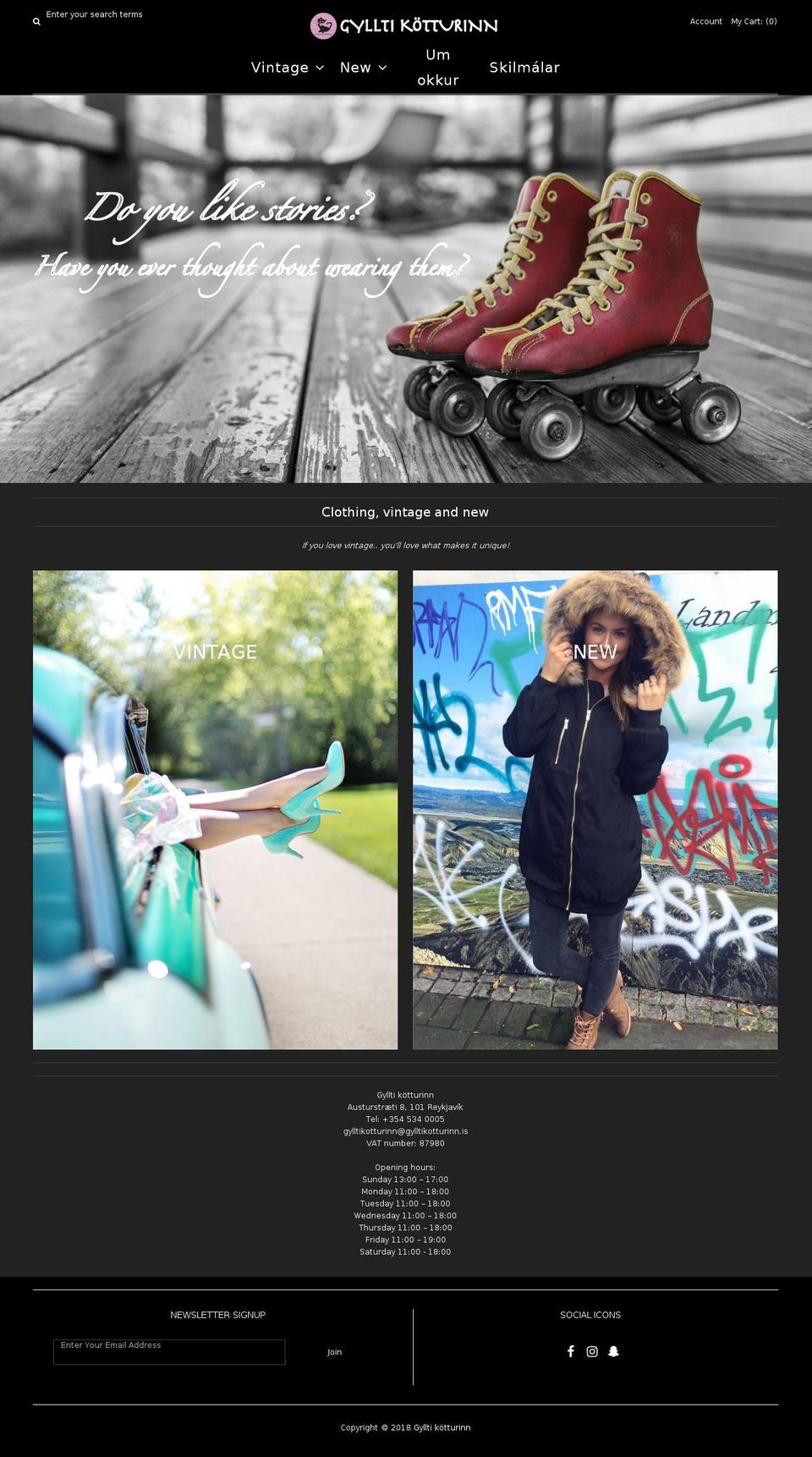 gylltikotturinn.com — Shopify storefront screenshot
