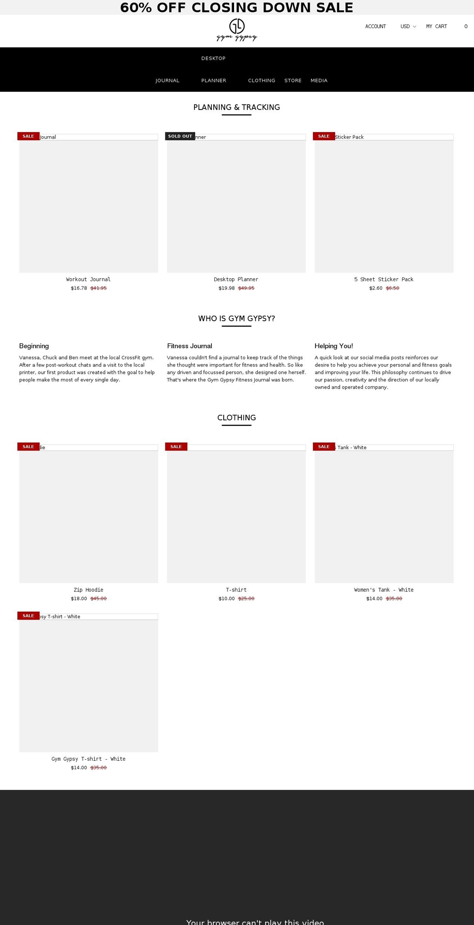 gym-gypsy.com shopify website screenshot