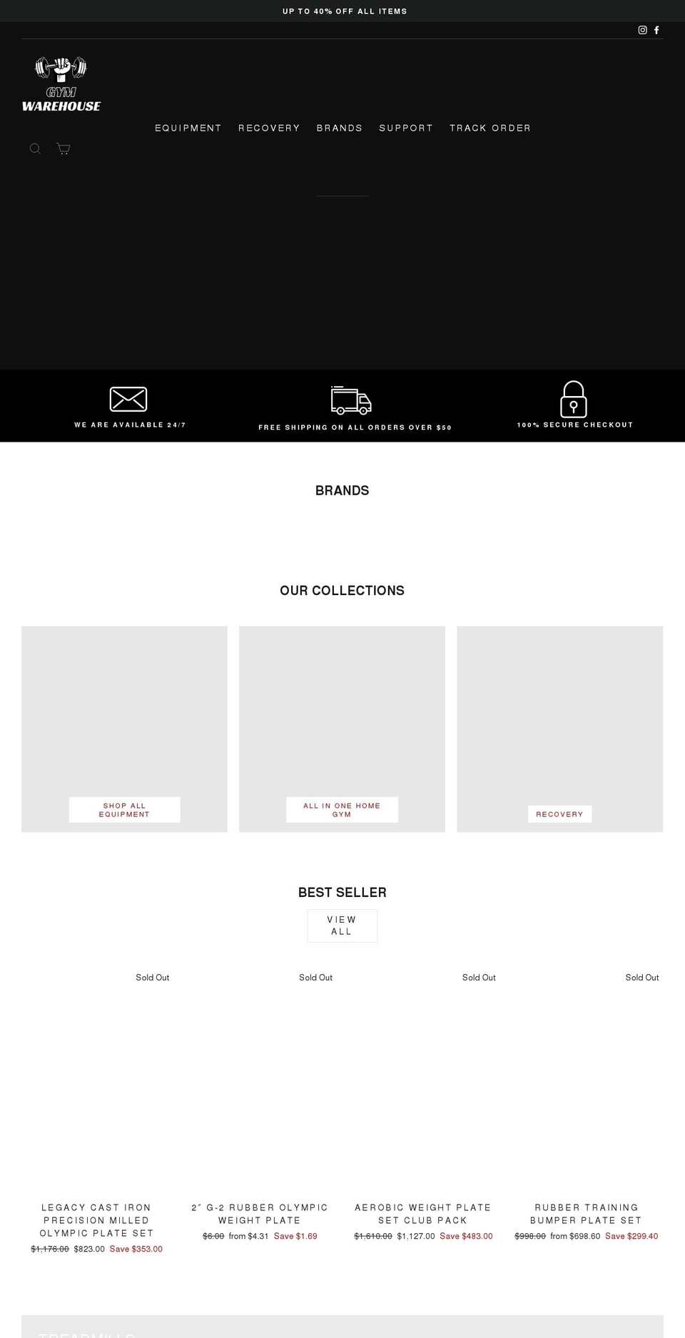 gym-warehouse.com shopify website screenshot