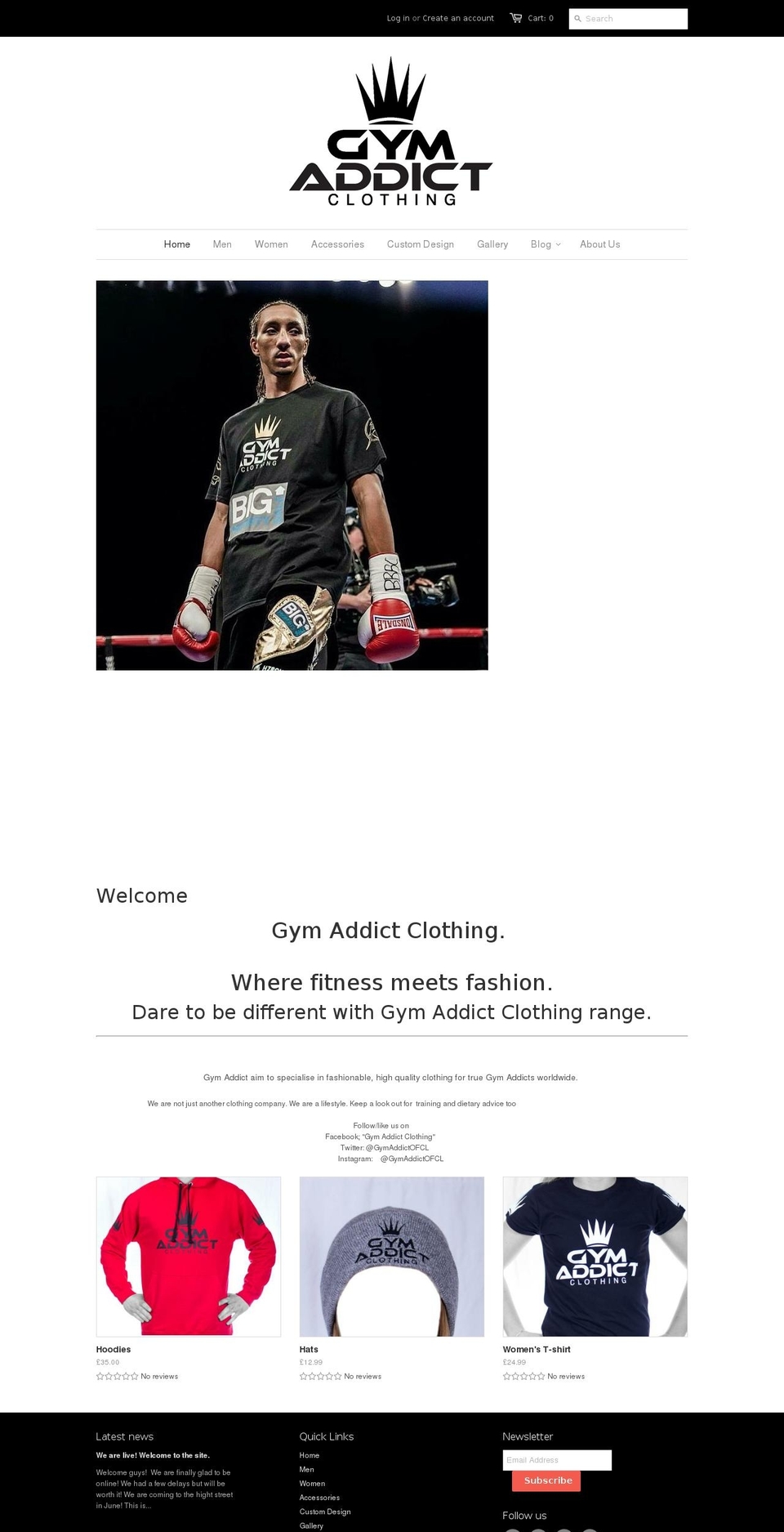 gymaddictclothing.com shopify website screenshot