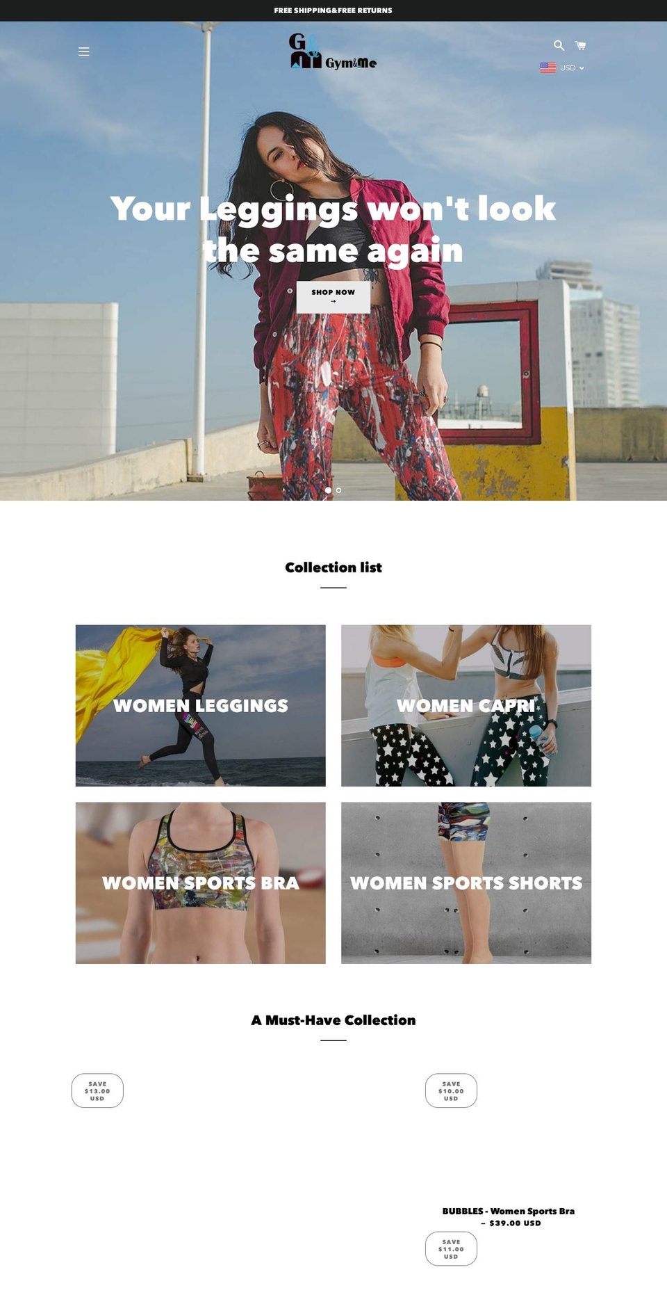 gymandme.com — Shopify storefront screenshot