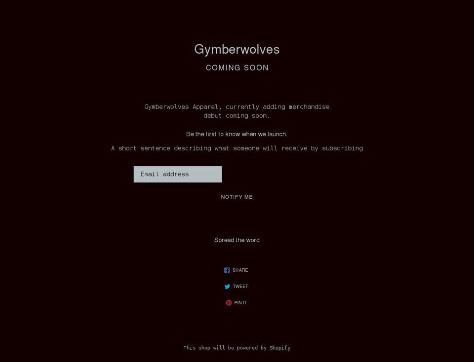 gymberwolvesapparel.com shopify website screenshot
