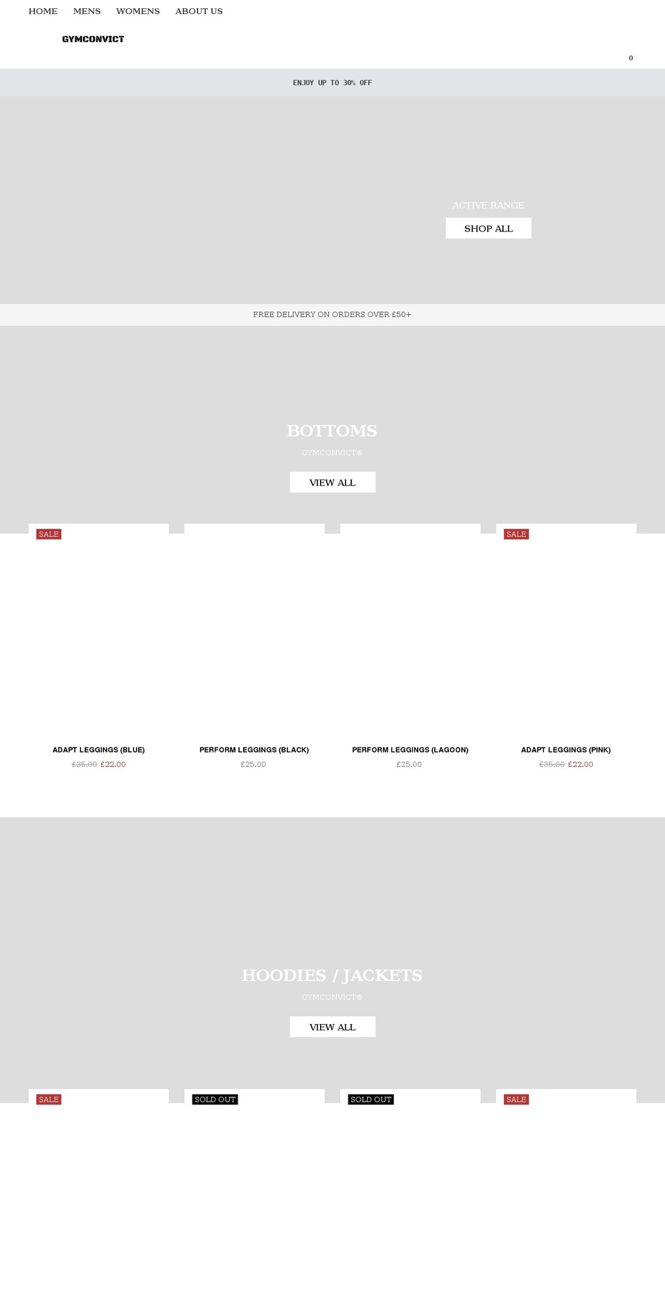gymconvict.co.uk shopify website screenshot