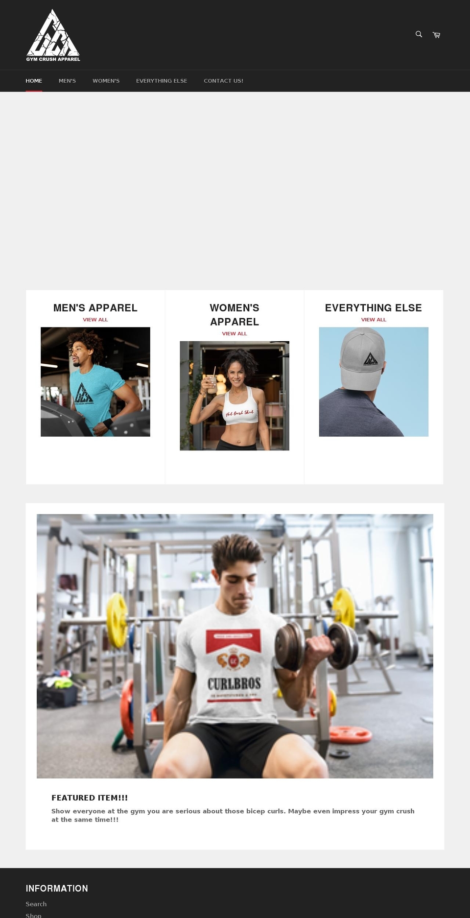 gymcrushapparel.com shopify website screenshot