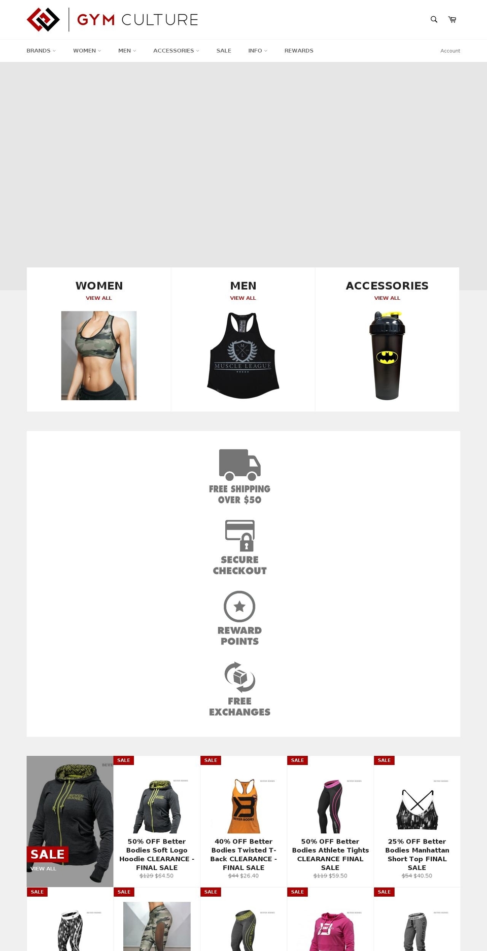 gymculture.com shopify website screenshot