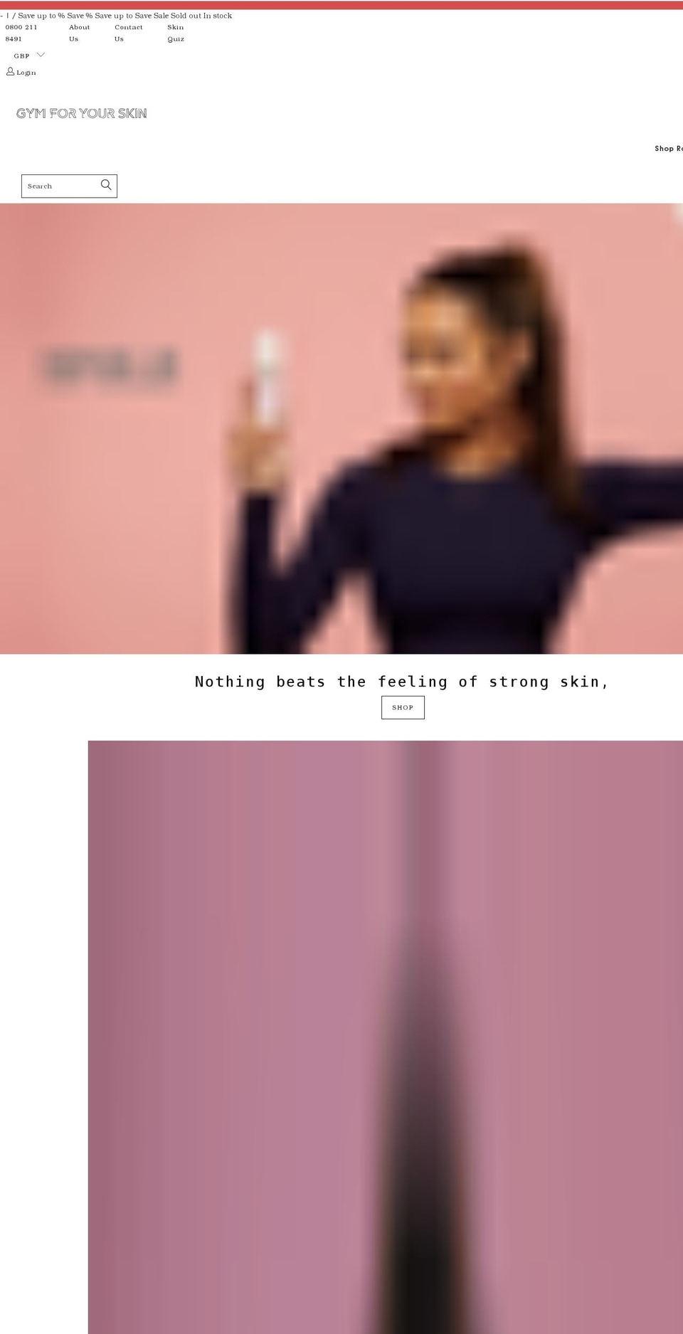 gymforyourskin.co.uk shopify website screenshot