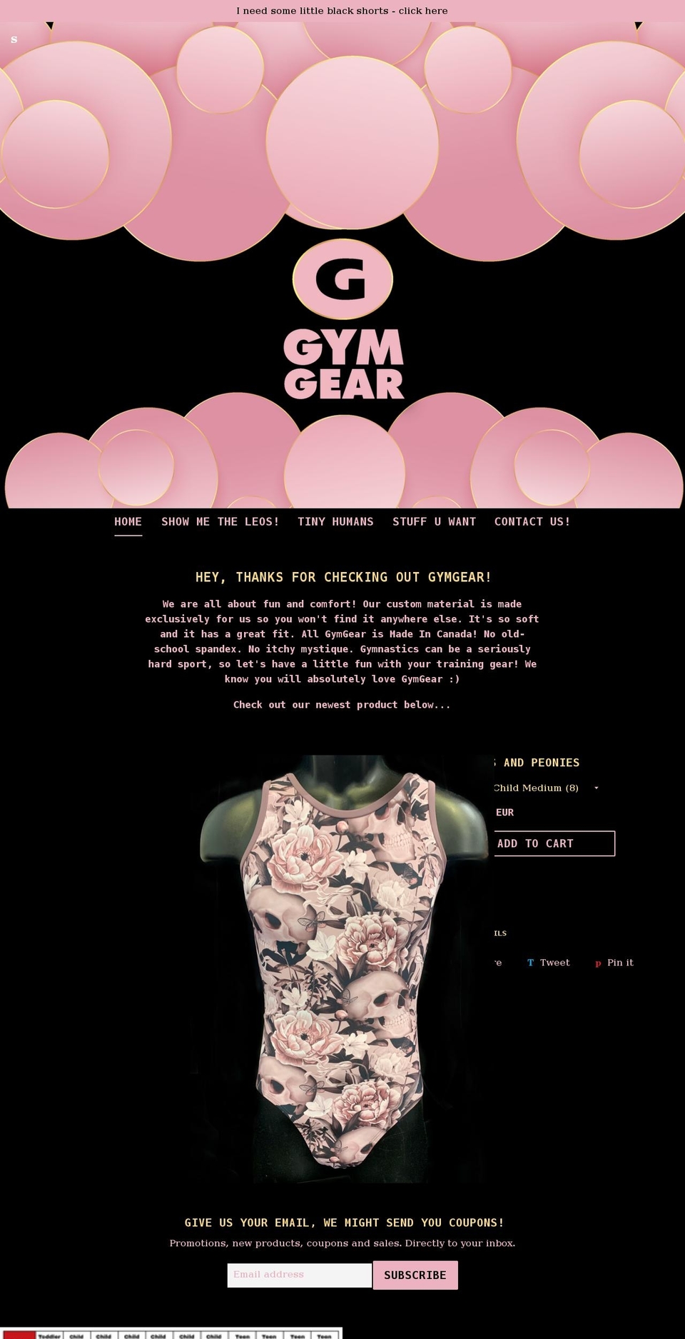 gymgear.ca shopify website screenshot