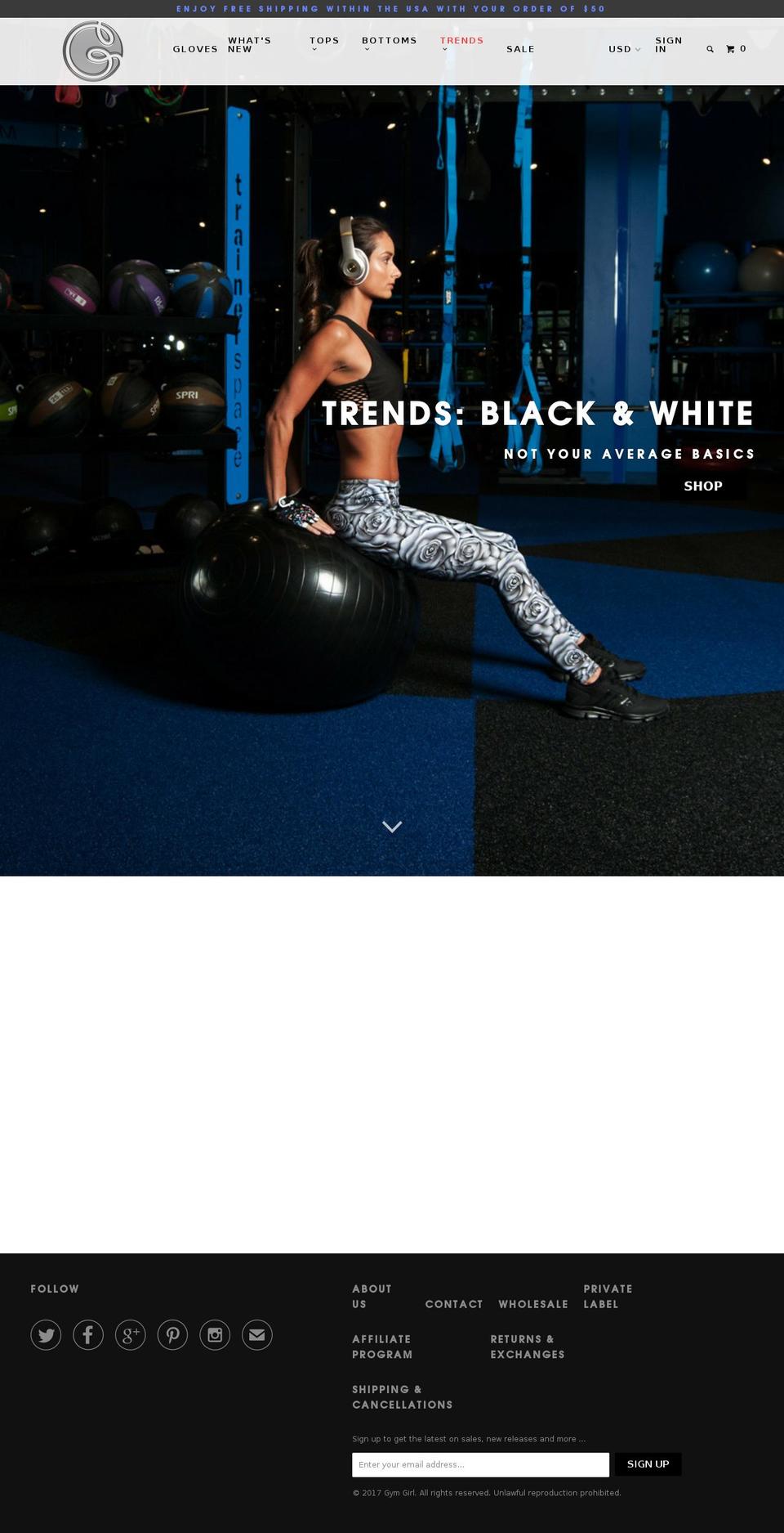 gymgirlapparel.com shopify website screenshot