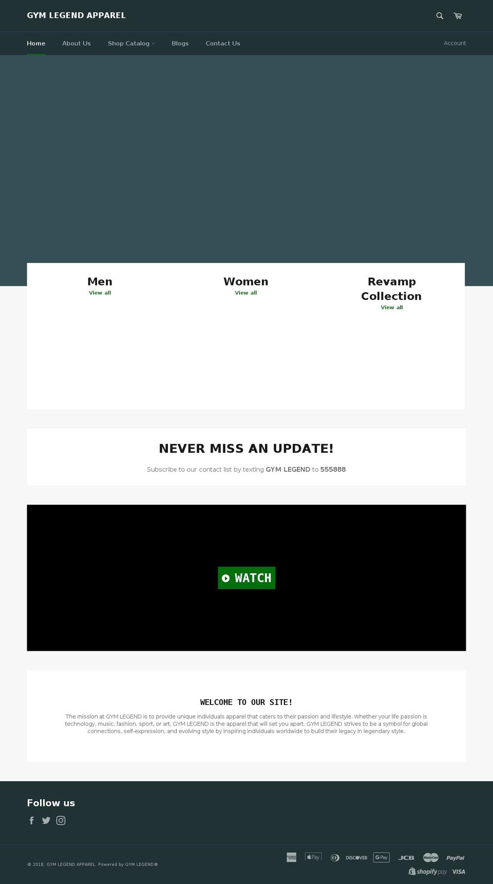 gymlegendapparel.com — Shopify storefront screenshot