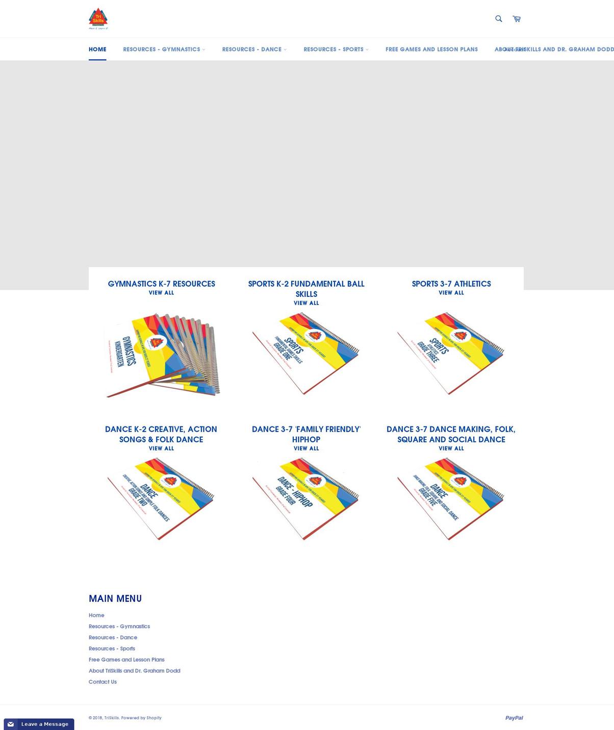 gymnasticsresources.com — Shopify storefront screenshot