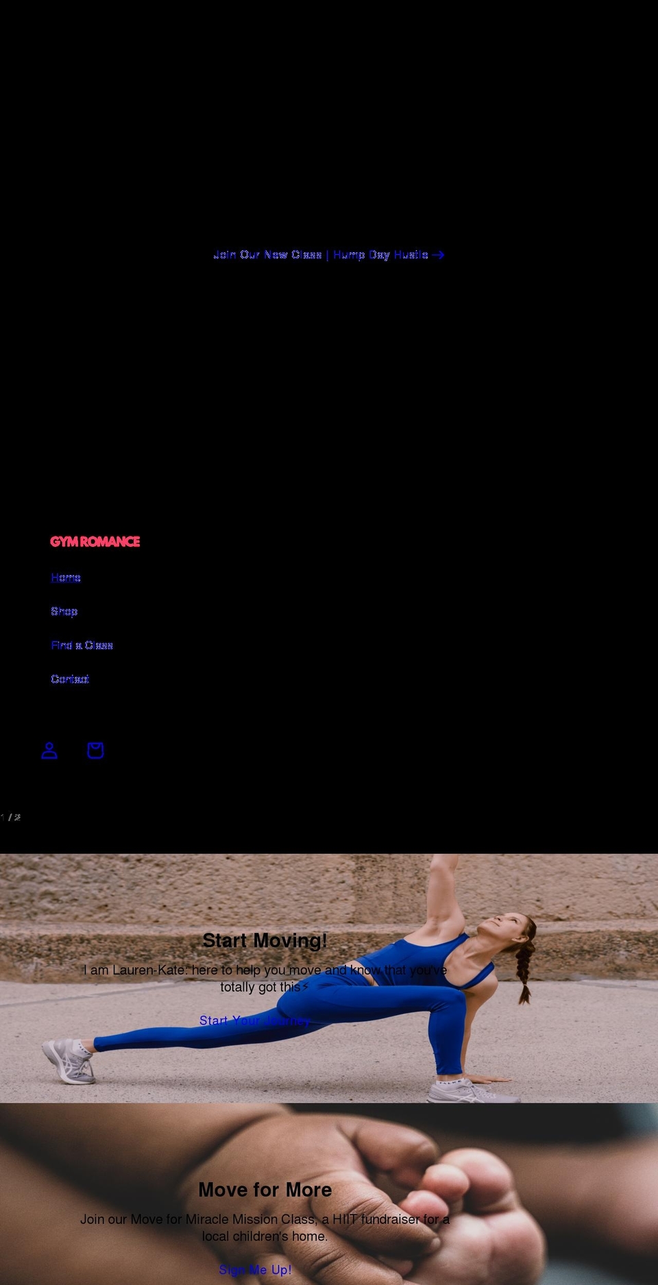 gymromance.com shopify website screenshot