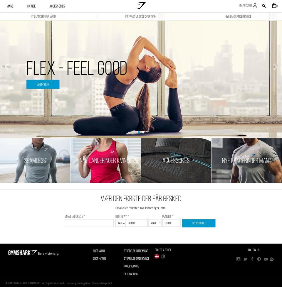 gymshark.dk shopify website screenshot