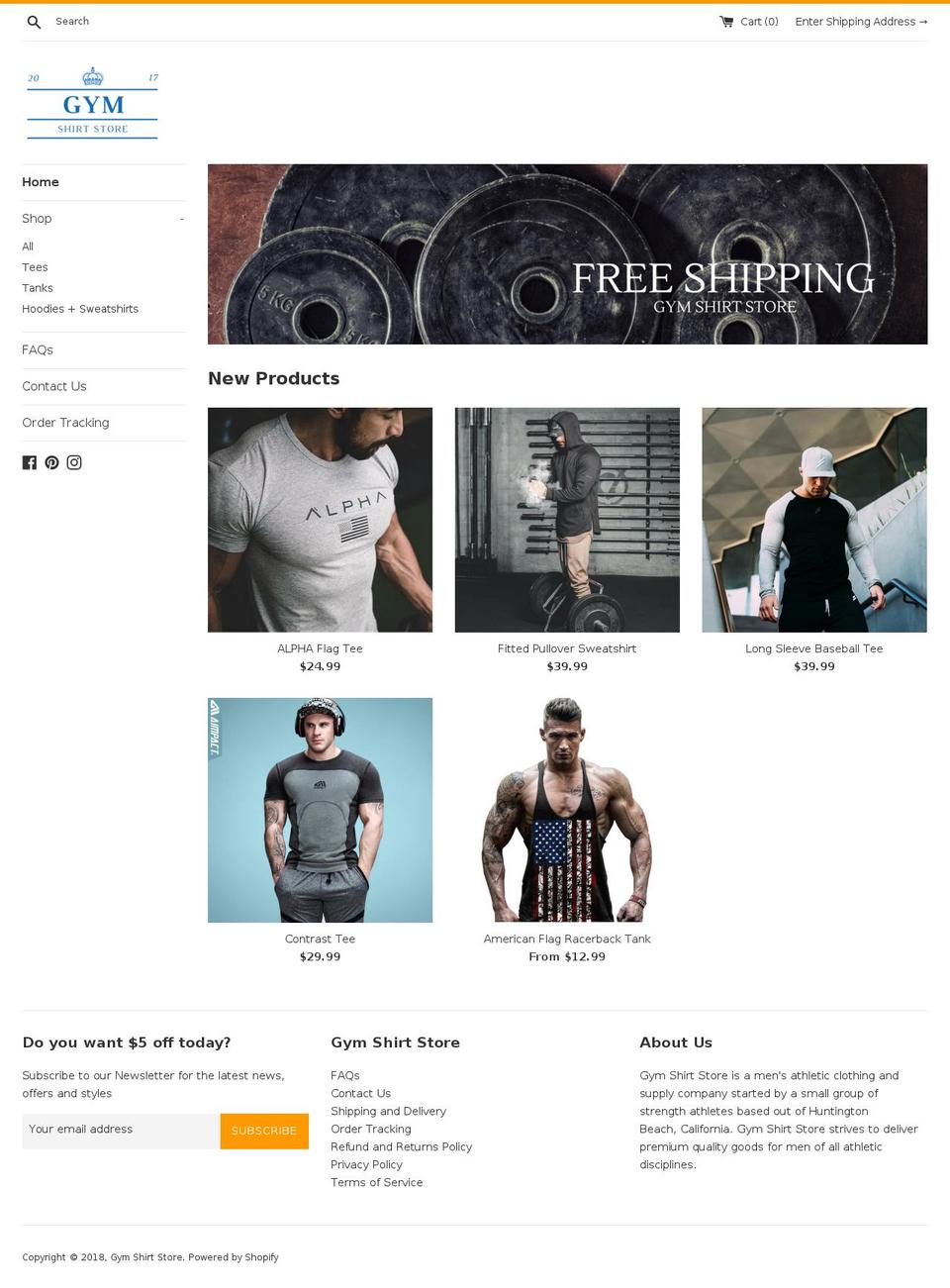 gymshirtstore.com shopify website screenshot