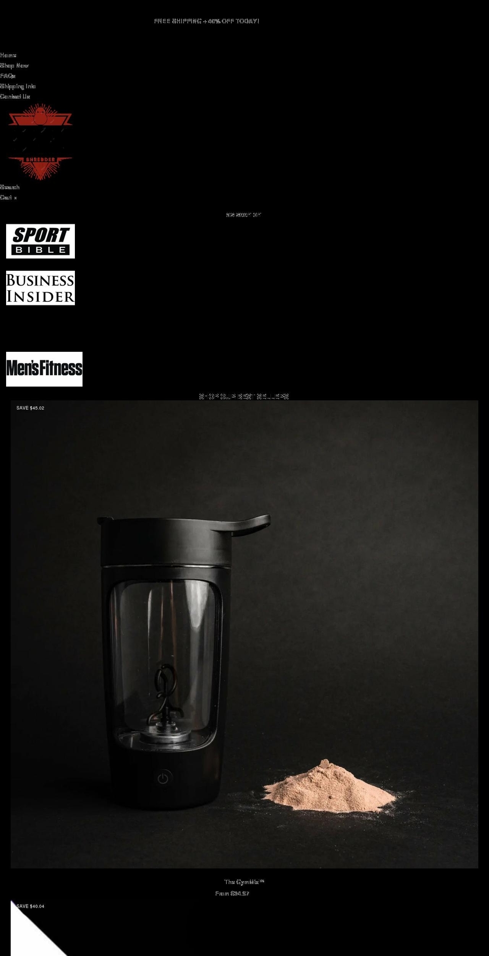gymshredder.com shopify website screenshot