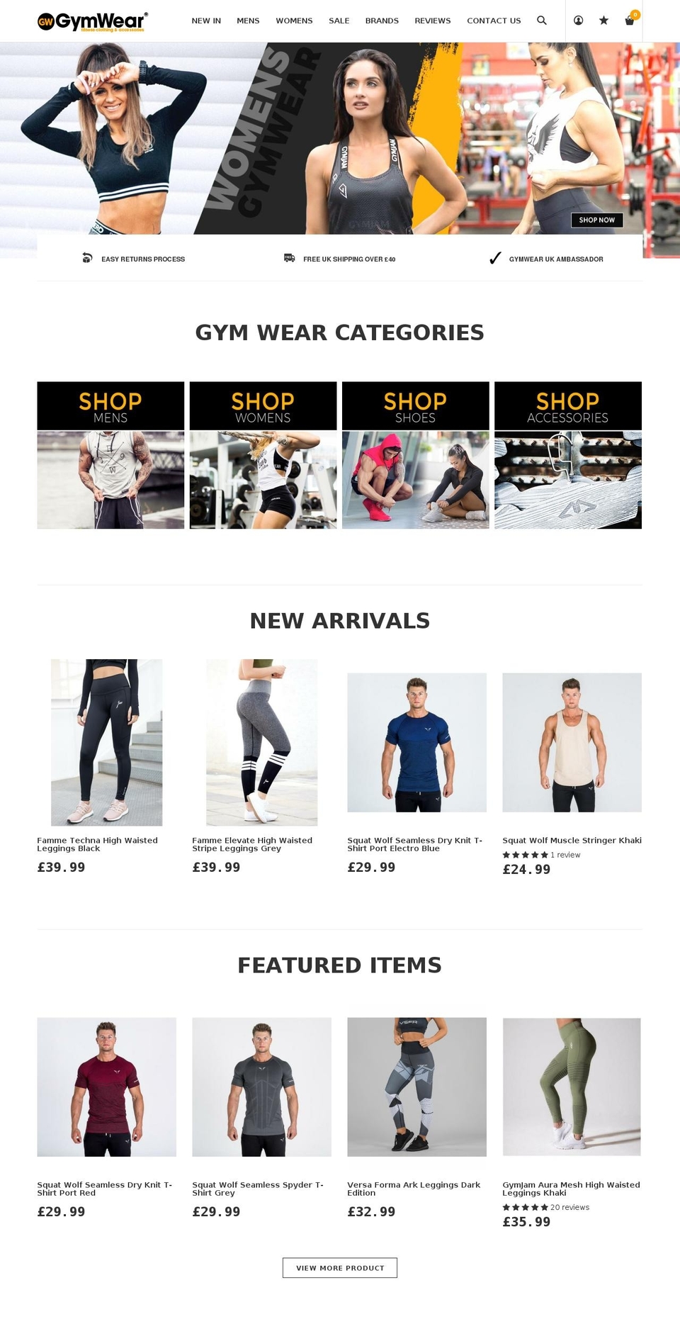 gymwear.co.uk shopify website screenshot