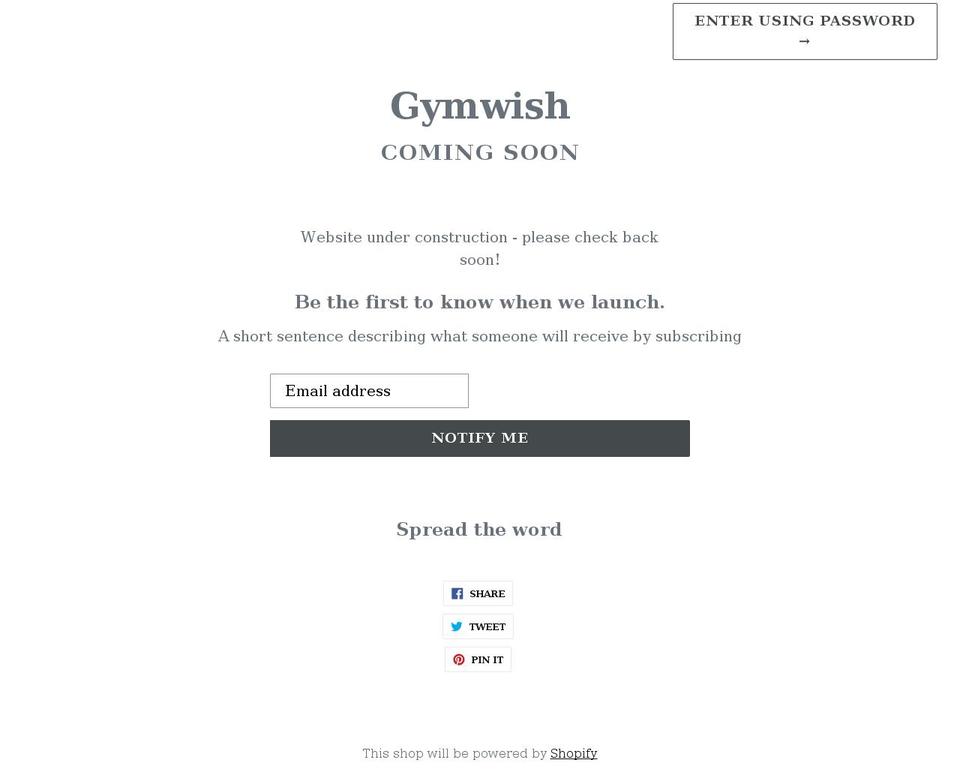 gymwish.myshopify.com shopify website screenshot