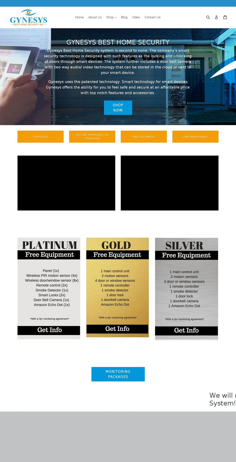 gynesysbesthomesecurity.com shopify website screenshot