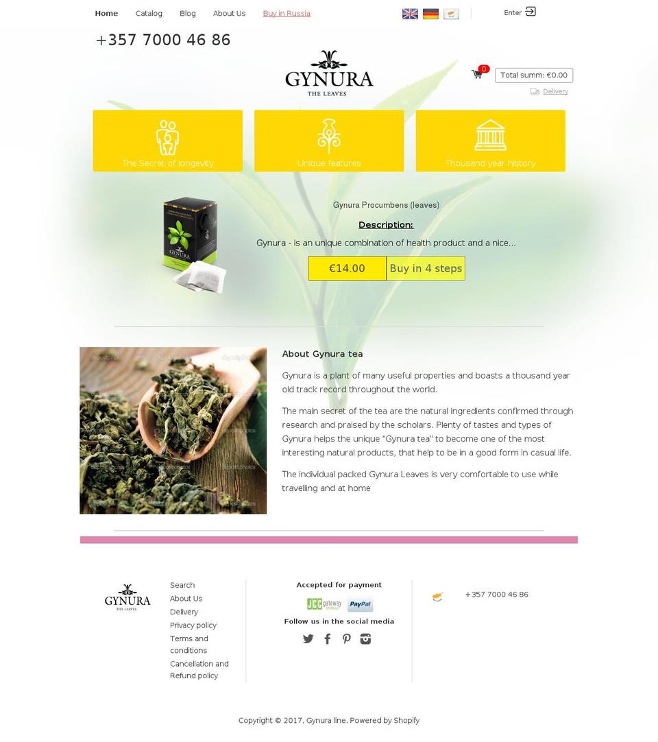 gynura.org shopify website screenshot