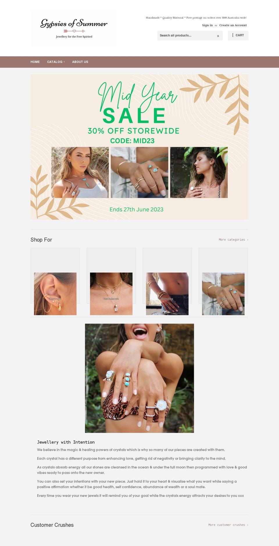 gypsiesofsummer.com shopify website screenshot