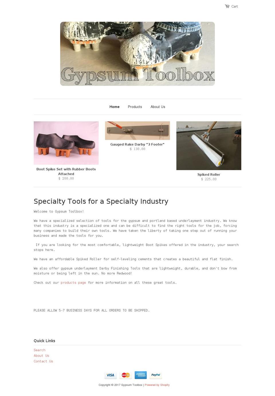 gypsumtoolbox.com shopify website screenshot