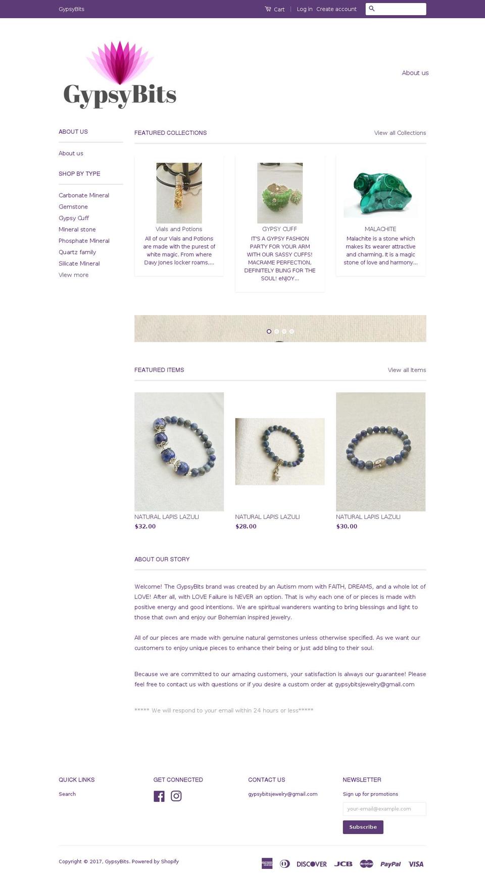 gypsybits.com shopify website screenshot