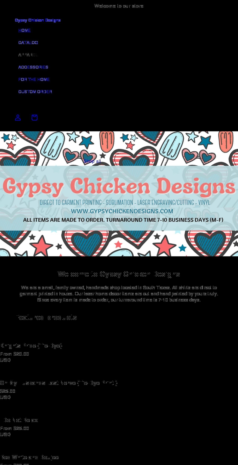 gypsychickendesigns.com shopify website screenshot