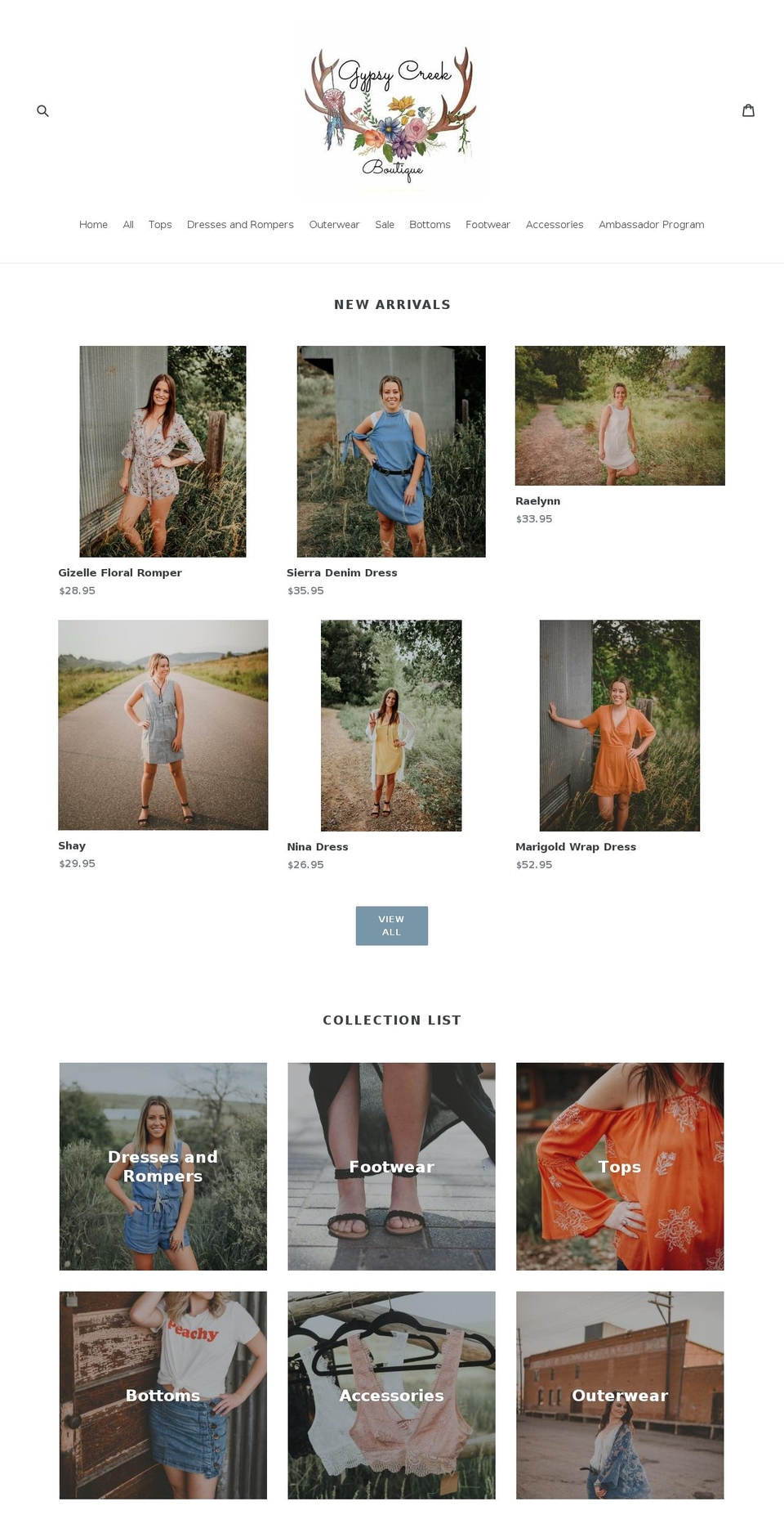 gypsycreekboutique.com — Shopify storefront screenshot
