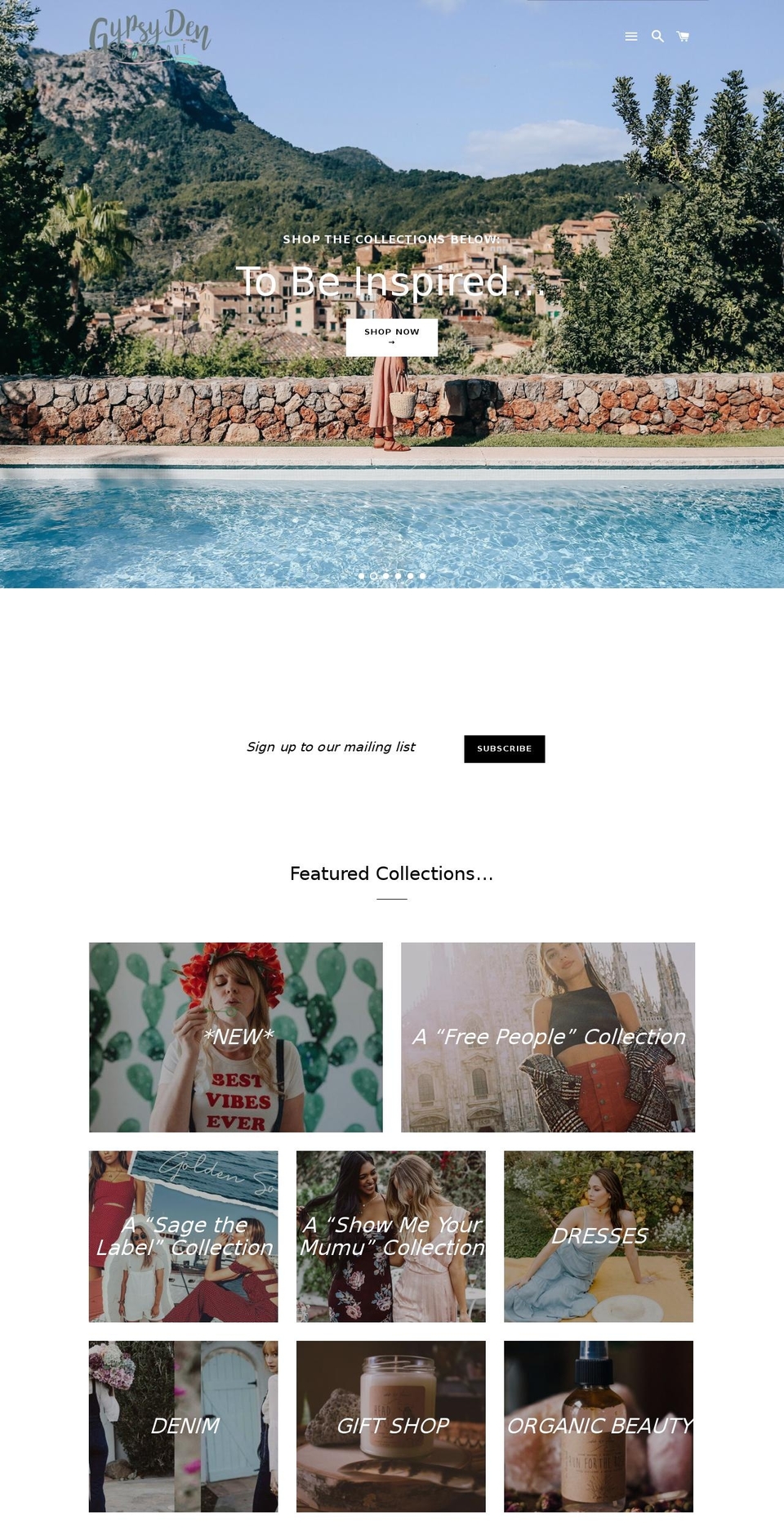 gypsydenboutique.com — Shopify storefront screenshot