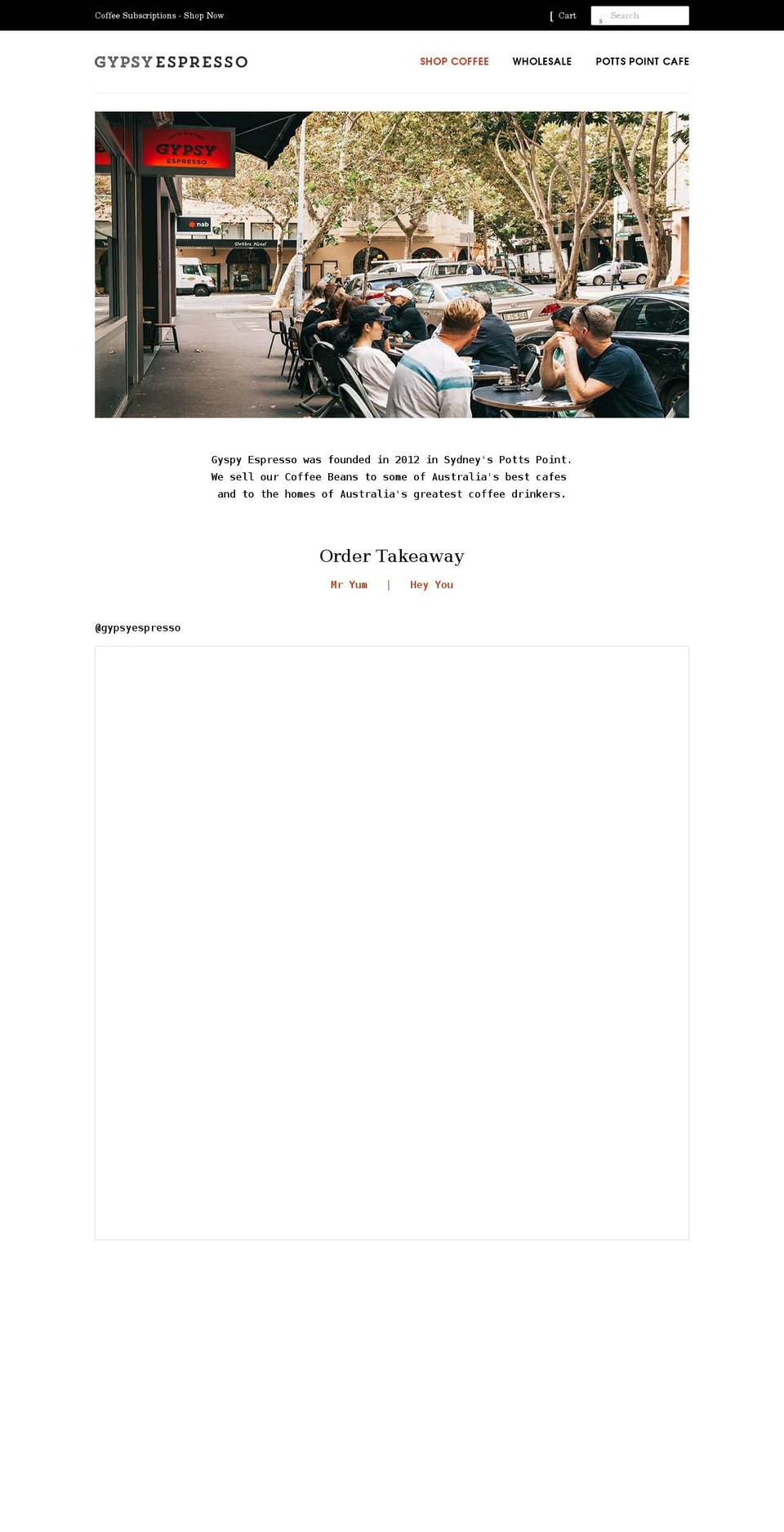 gypsyespresso.com.au shopify website screenshot