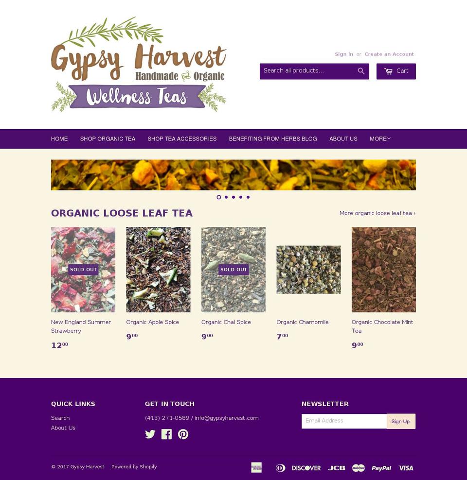 gypsyharvest.com shopify website screenshot