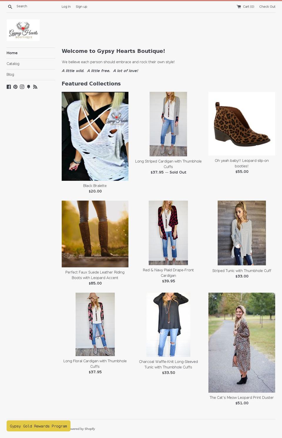 gypsyheartsboutique.com shopify website screenshot