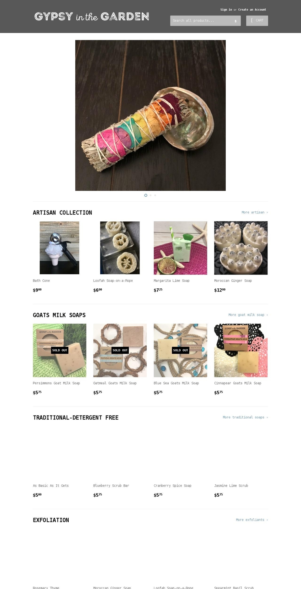 gypsyinthegarden.com — Shopify storefront screenshot