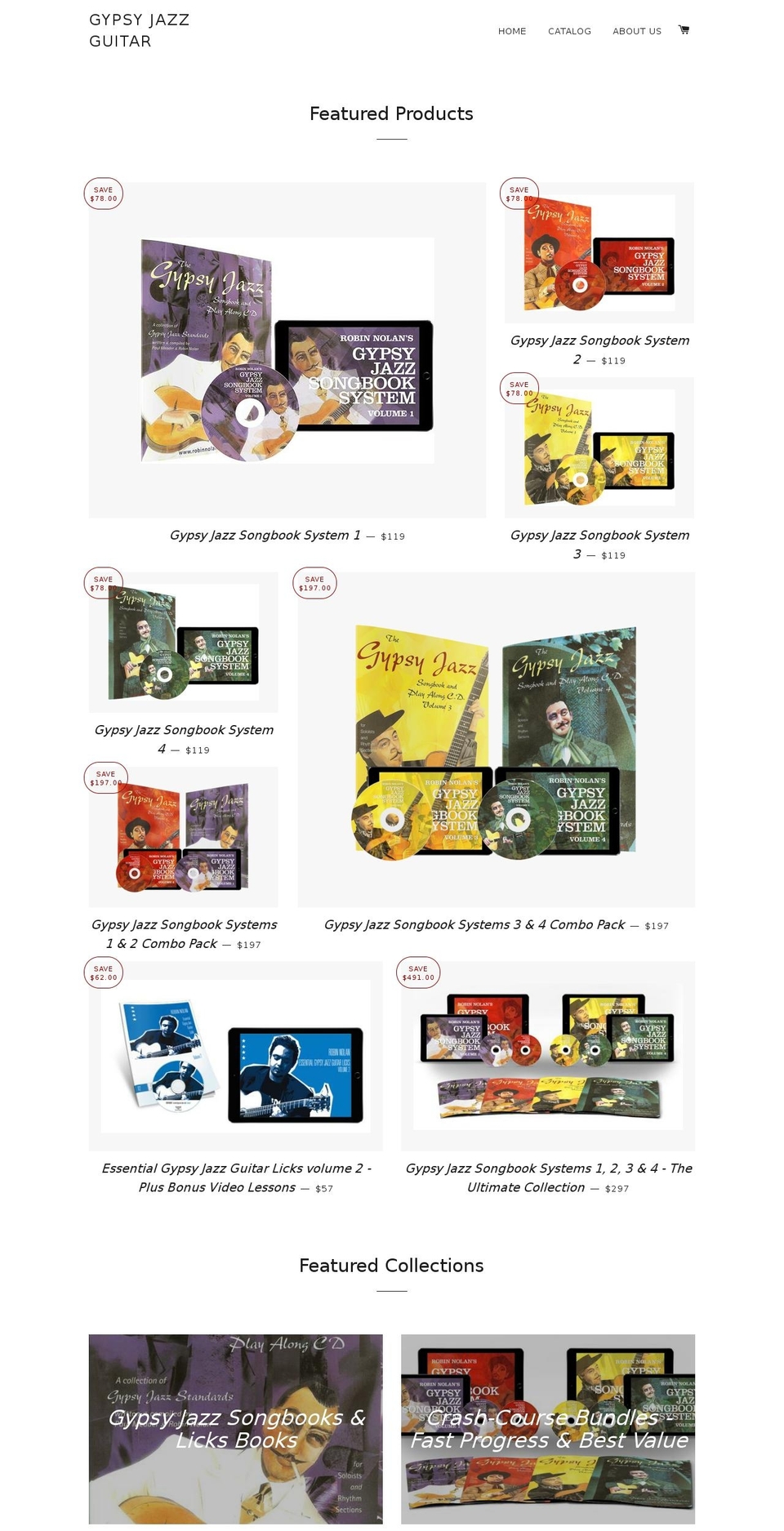 gypsyjazzsongbooks.com — Shopify storefront screenshot