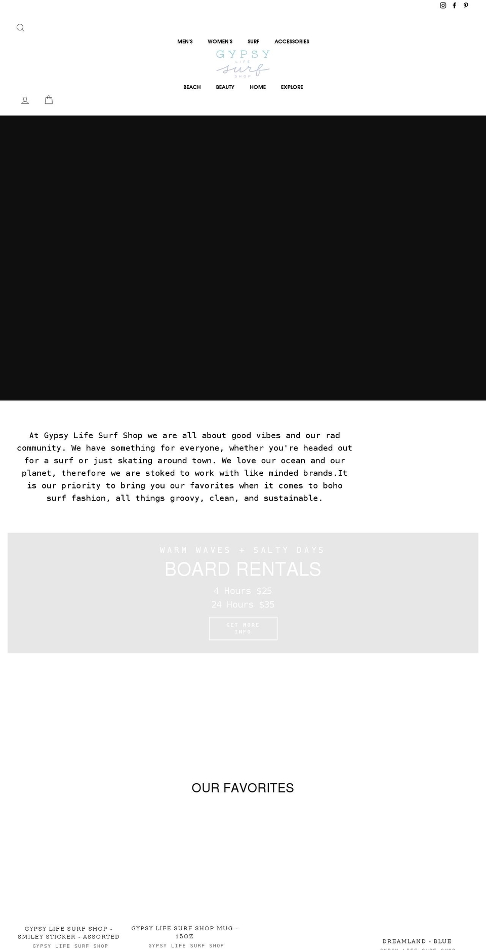 gypsylifesurfshop.com shopify website screenshot
