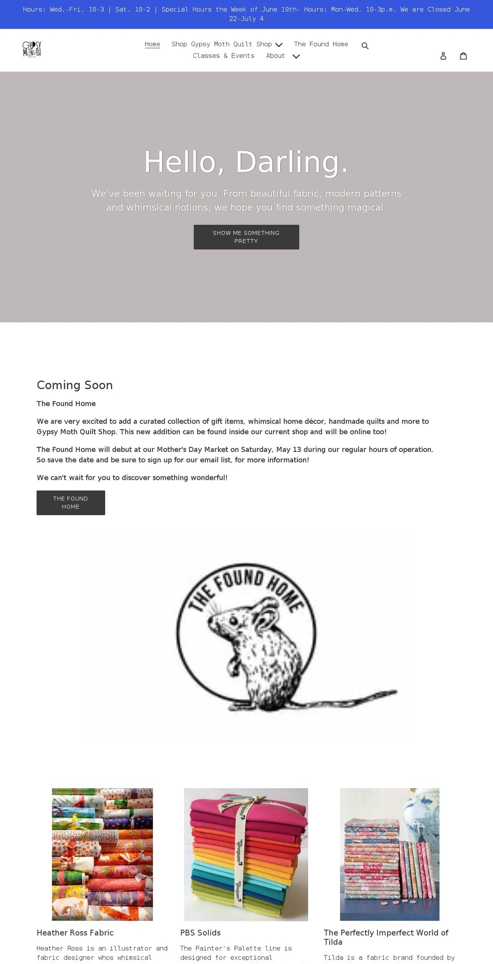 gypsymothquiltshop.com shopify website screenshot