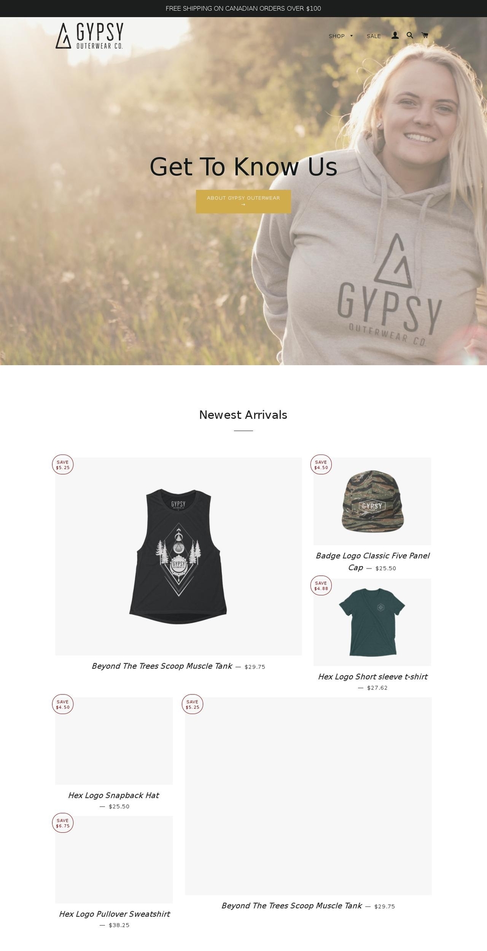 gypsyouterwear.com — Shopify storefront screenshot